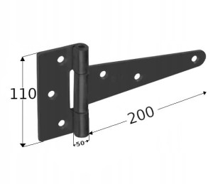 Zawias prosty uniwersalny czarny 200X50x110mm ZT200 DOMAX 1szt.
