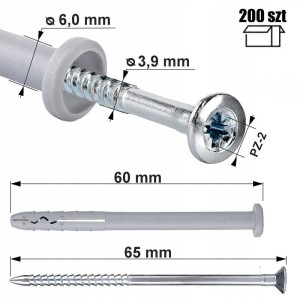 Kołki szybkiego montażu rozporowe 6x60 SM 200sztuk WKRĘT-MET