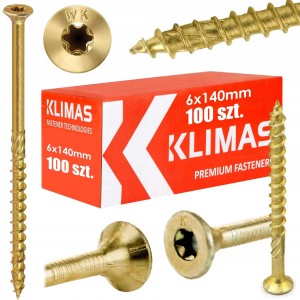 Wkręty do drewna stożkowe 6x140 100 sztuk