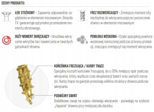 Wkręty do drewna stożkowe 6x140 100 sztuk