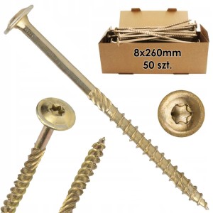 Wkręty ciesielskie talerzowe do drewna TORX WCT-08260 8x260 50 sztuk Azmet