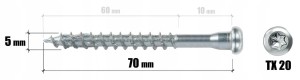 WKRĘTY DO ŁĄCZNIKÓW CIESIELSKICH KĄTOWNIKÓW 5x70mm 250szt KLIMAS WKRĘT-MET