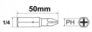 Bity do wkrętarki zestaw bitów końcówka bit philips ph 2 50 mm arvex - 4 szt
