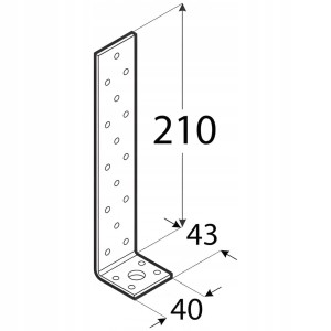 Kątownik stalowy montażowy kotwowy kk11 210x43x40x4,0 - 10 szt domax