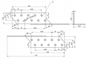 Łącznik krokwiowy ciesielski lewy kątownik ocynk LK1 170x32x100 Domax 1szt