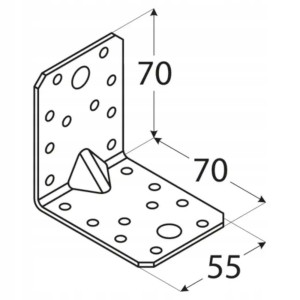 Kątownik stalowy montażowy ciesielski z przetłoczeniem KPS4 70x70x55x1,5 10 szt domax