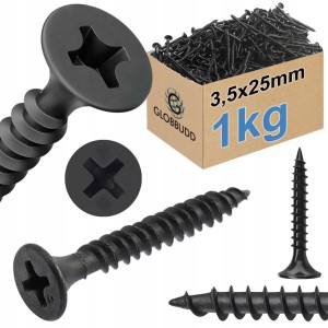 Wkręty do płyt GK czarne fosfatowane 3,5x25 mm 1 kg
