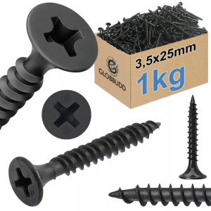 Wkręty do płyt GK czarne fosfatowane 3,5x25 mm 1 kg