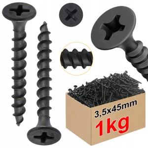 Wkręty do drewna czarne ph2 fosfatowane do płyt gk regips 3,5 x 45 mm | 1kg
