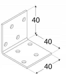 Kątownik stalowy montażowy km1 40x40x40 mm 50 sztuk domax