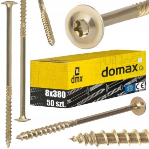 Wkręty ciesielskie 8x380 mm talerzowe do drewna torx | domax 50 sztuk