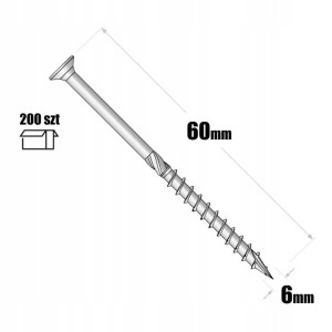 Wkręty do drewna ciesielski stożkowy 6x60 mm domax 200 sztuk