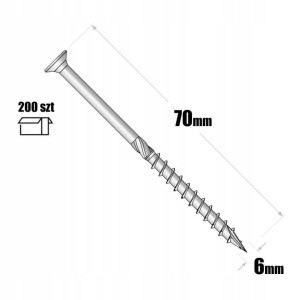 Wkręt do drewna ciesielski stożkowy 6x70 mm domax 200 sztuk