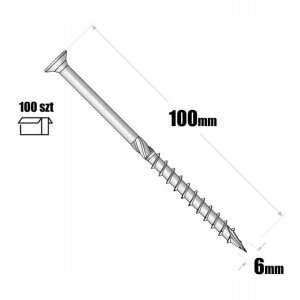 Wkręty do drewna ciesielski stożkowy 6x100 mm domax 100 sztuk
