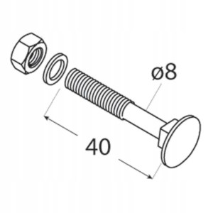 Śruba zamkowa czarna z nakrętką zacb 8x40 mm 4 sztuki 