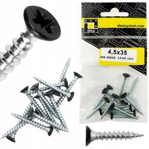 Wkręty do drewna czarne 4,5x35mm 12 sztuk zas domax