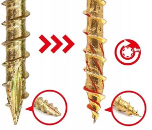 Wkręty do drewna torx 6x60mm 100 szt stożkowe ciesielskie | wręt-met klimas