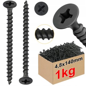 Wkręty do drewna czarne ph2 fosfatowane do płyt gk regips 4,8 x 140mm | 1kg