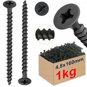 Wkręty do drewna czarne ph2 fosfatowane do płyt gk regips 4,8 x 160mm | 1kg