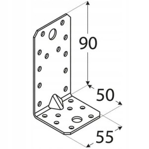 Kątownik stalowy montażowy z przetłoczeniem kpl3 90x50x55x2 1szt domax