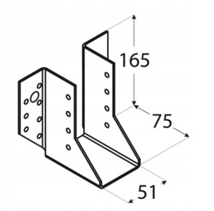 Wieszak Belek WB12 - Wspornik Łącznik Antykorozyjny 51x165x75mm, Grubość 2,0mm