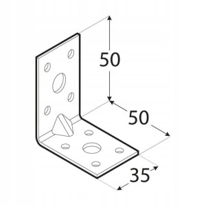 Kątownik stalowy montażowy z przetłoczeniem kpl5 50x50x35 mm 10 szt domax