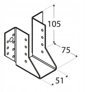 Wieszak belkowy wb10 51x105x75x2,0 - 1szt domax