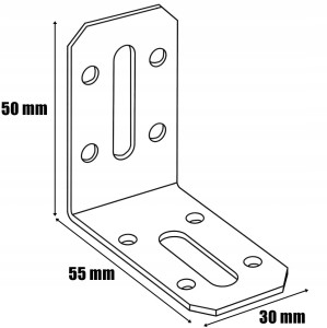 Kątownik stalowy montażowy krd1 50x55x30x2,0 - 10 szt domax