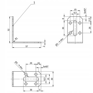Kątownik stalowy montażowy krd1 50x55x30x2,0 - 10 szt domax