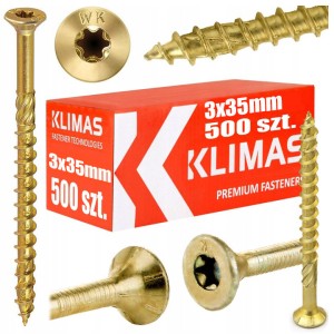 Wkręty do drewna torx 3x35 mm stożkowe ciesielskie wkręt-met klimas 500 szt.