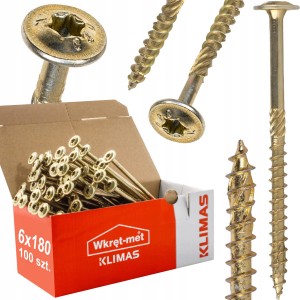 Wkręty ciesielskie talerzowe 6x180mm torx wkręt-met Klimas 100 szt