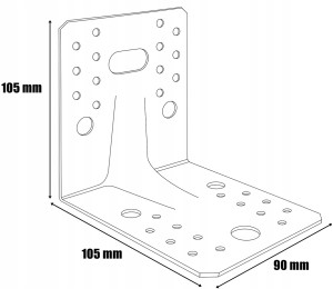 Kątownik stalowy montażowy z przetłoczeniem kpl21 105x105x90 1szt domax