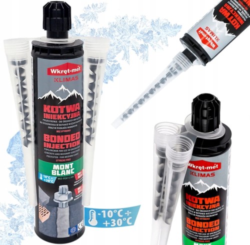 Kotwa chemiczna zimowa -10°c żywica poliestrowa klej 300ml + 2 mieszadła