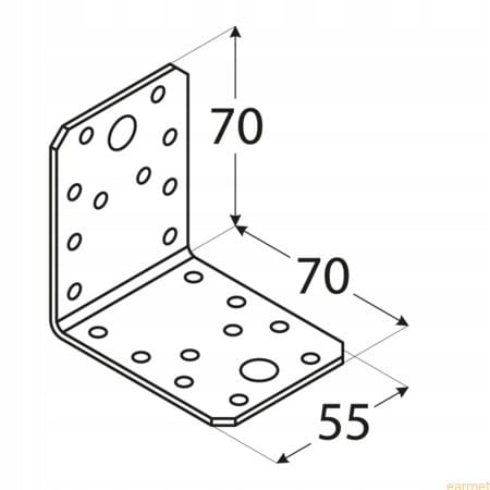 Kątownik 70x70x55x2,5 mm 10 szt. KL 2