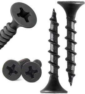 Wkręty do drewna czarne 3,5x25 mm fosfatowane do płyty GK 0,5kg