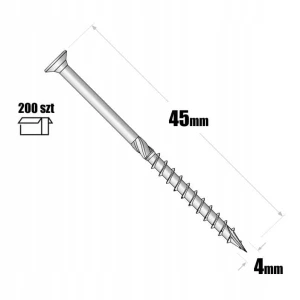 Wkręty do drewna stożkowe ciesielskie 4x45 mm DOMAX 200 sztuk