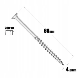 Wkręt do drewna ciesielski Domax 4,5x60 mm 200 sztuk