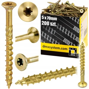Wkręty ciesielskie do drewna stożkowe 5x70 mm DOMAX 200 sztuk