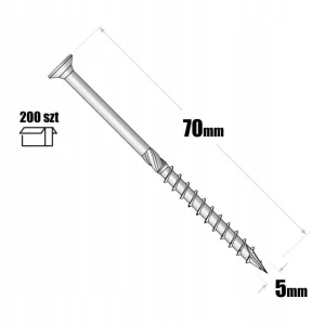Wkręty ciesielskie do drewna stożkowe 5x70 mm DOMAX 200 sztuk