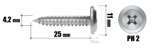Wkręty podkładkowe samogwintujace 4,2x25 mm ocynkowane WPC 500 sztuk