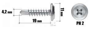 Wkręty podkładkowe samowiercące 4,2x19 mm ocynkowane wspc 1000 szt.