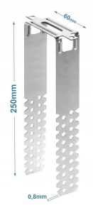 WIESZAK PŁASKI ES 60/250 WIESZAKI DO PROFILI CD60 GK BUDMAT | 100szt 0,8mm
