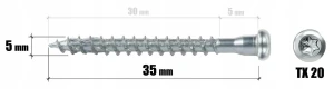 WKRĘTY DO ŁĄCZNIKÓW CIESIELSKICH KĄTOWNIKÓW 5x35mm 250szt KLIMAS WKRĘT-MET