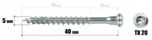 WKRĘTY DO ŁĄCZNIKÓW CIESIELSKICH KĄTOWNIKÓW 5x40mm 250szt KLIMAS WKRĘT-MET