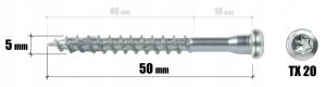 WKRĘTY DO ŁĄCZNIKÓW CIESIELSKICH KĄTOWNIKÓW 5x50mm 250szt KLIMAS WKRĘT-MET