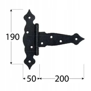 Zawias czarny ozdobny do skrzyń ZTO 200 200 x 50 x 190mm 1 sztuka Domax