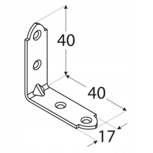 Kątownik stalowy montażowy kw2 40x40x17x1,5 złoty 1 szt domax