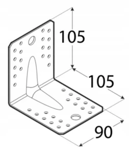 Kątownik stalowy montażowy z przetłoczeniem kp2 105x105x90x2.5 1 szt domax