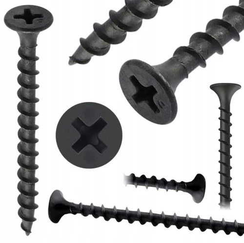 Wkrety czarne FOSFATOWANE do płyt gipsowych 3,5 x 45 mm drewno 1kg Azmet
