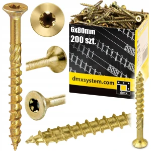 Wkręty do drewna ciesielski stożkowy 6x80 mm domax 200 sztuk